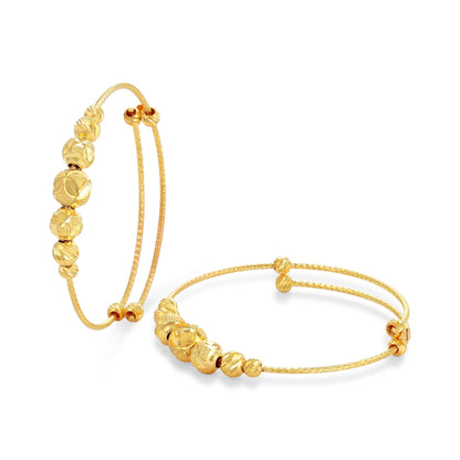 22ct Yellow Gold Bead Detail Baby Bangle Set BF1224 - BN10 - FJewellery