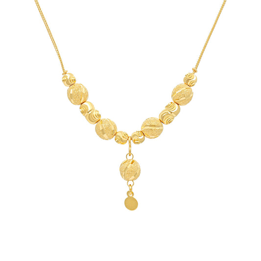 22ct Yellow Gold Bead Detail Drop Snake Chain Necklace BF1224-NK8 - FJewellery