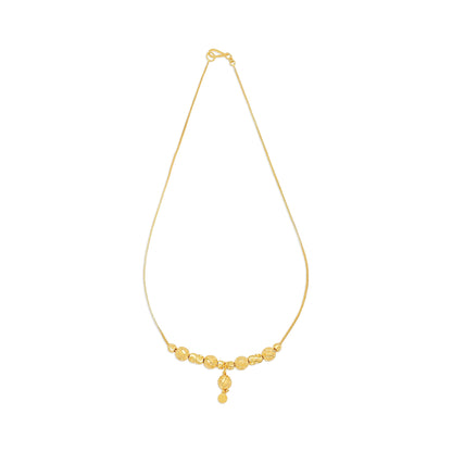 22ct Yellow Gold Bead Detail Drop Snake Chain Necklace BF1224-NK8 - FJewellery