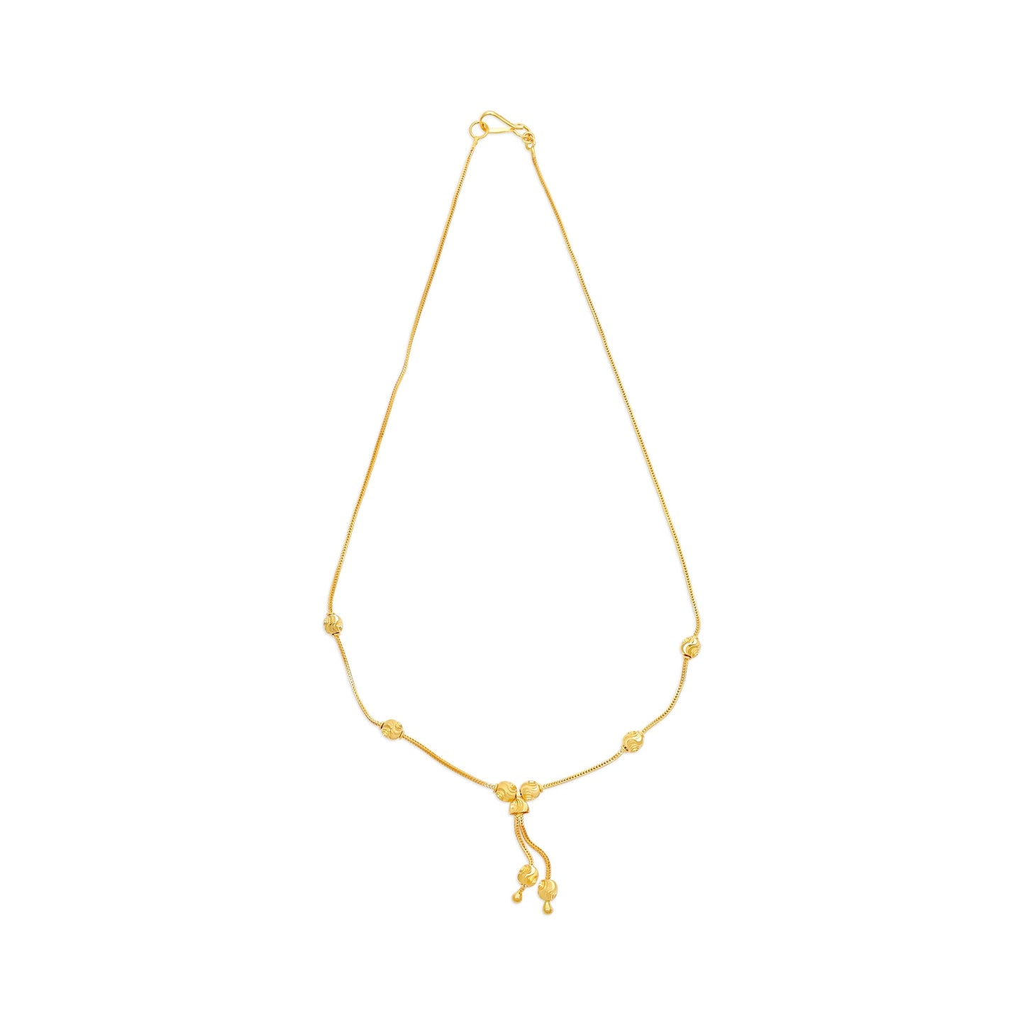 22ct Yellow Gold Bead Detailed Snake Chain Necklace BF1224-NK16 - FJewellery