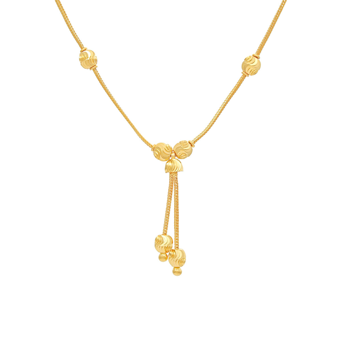 22ct Yellow Gold Bead Detailed Snake Chain Necklace BF1224-NK16 - FJewellery