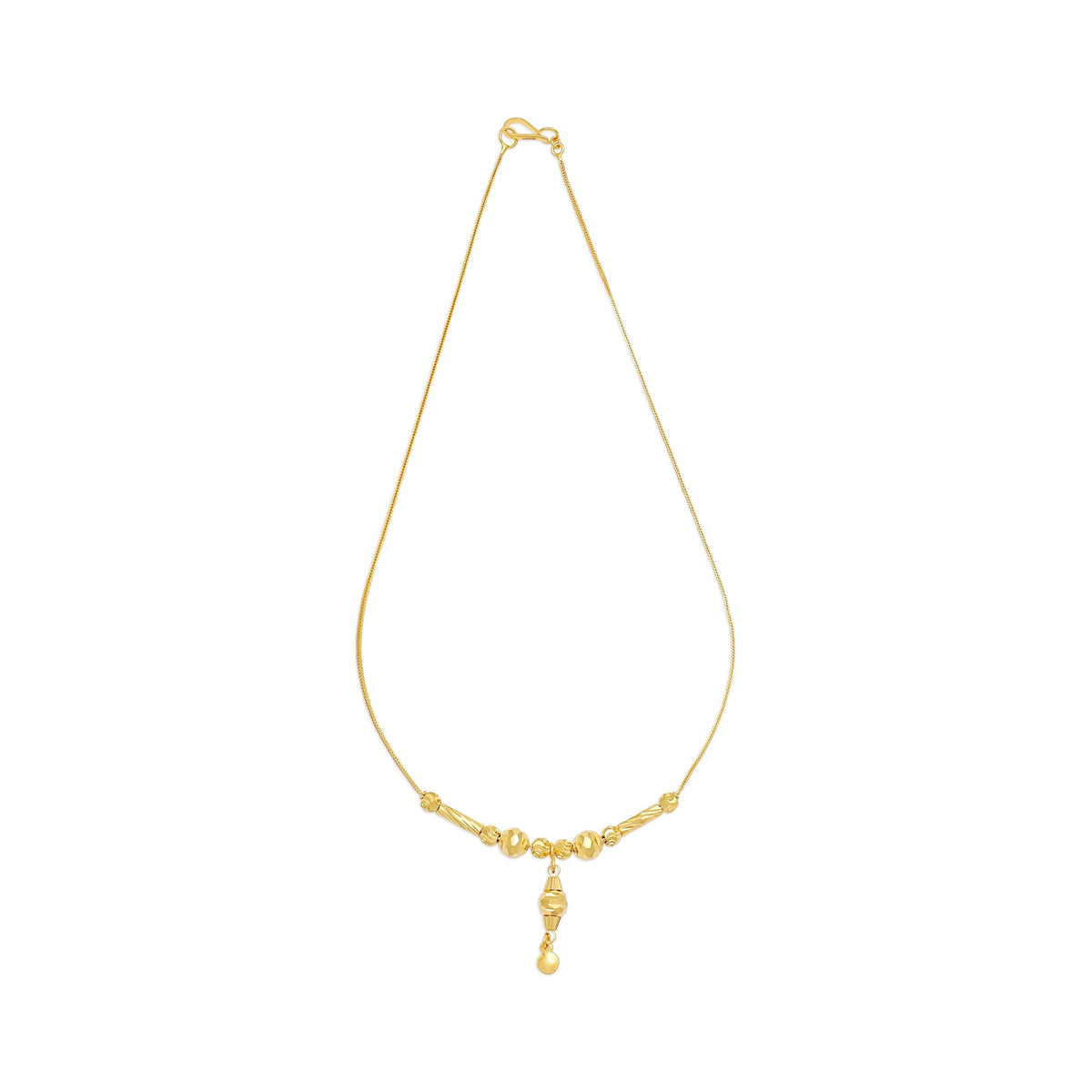 22ct Yellow Gold Bead Drop Detail Snake Chain Necklace BF1224-NK9 - FJewellery