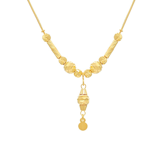 22ct Yellow Gold Bead Drop Detail Snake Chain Necklace BF1224-NK9 - FJewellery
