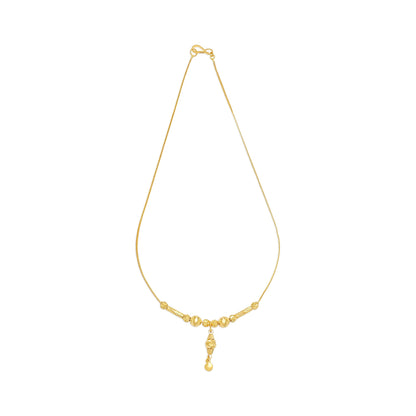 22ct Yellow Gold Bead Drop Detail Snake Chain Necklace BF1224-NK9 - FJewellery