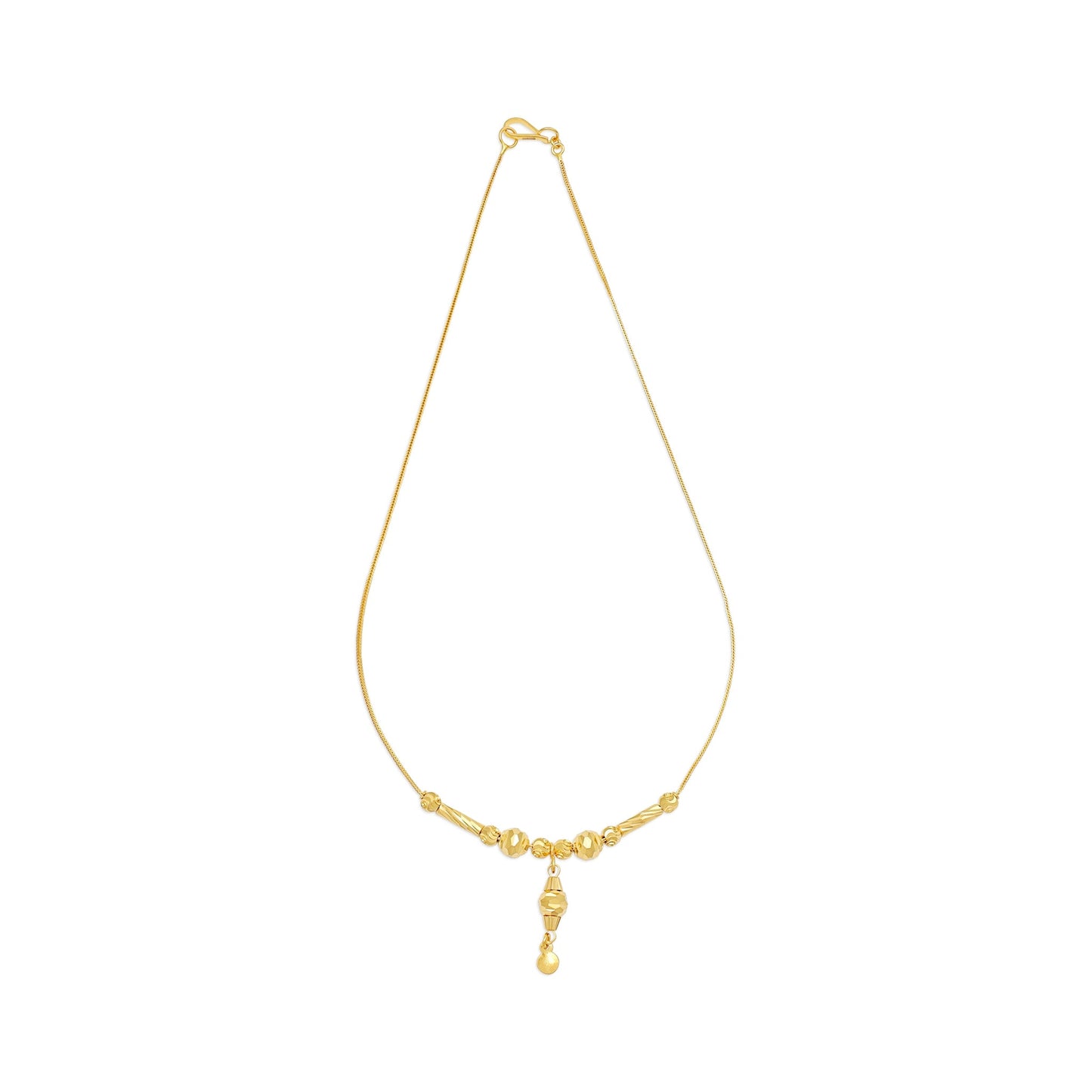 22ct Yellow Gold Bead Drop Detail Snake Chain Necklace BF1224-NK9 - FJewellery
