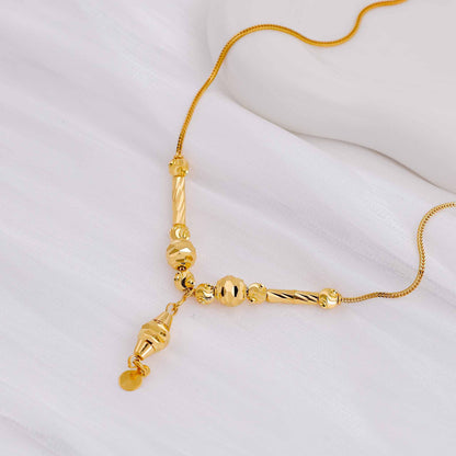 22ct Yellow Gold Bead Drop Detail Snake Chain Necklace BF1224-NK9 - FJewellery