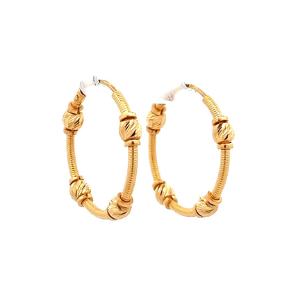 22ct Yellow Gold Bead Hoop Earrings PZ325-ER19 - FJewellery