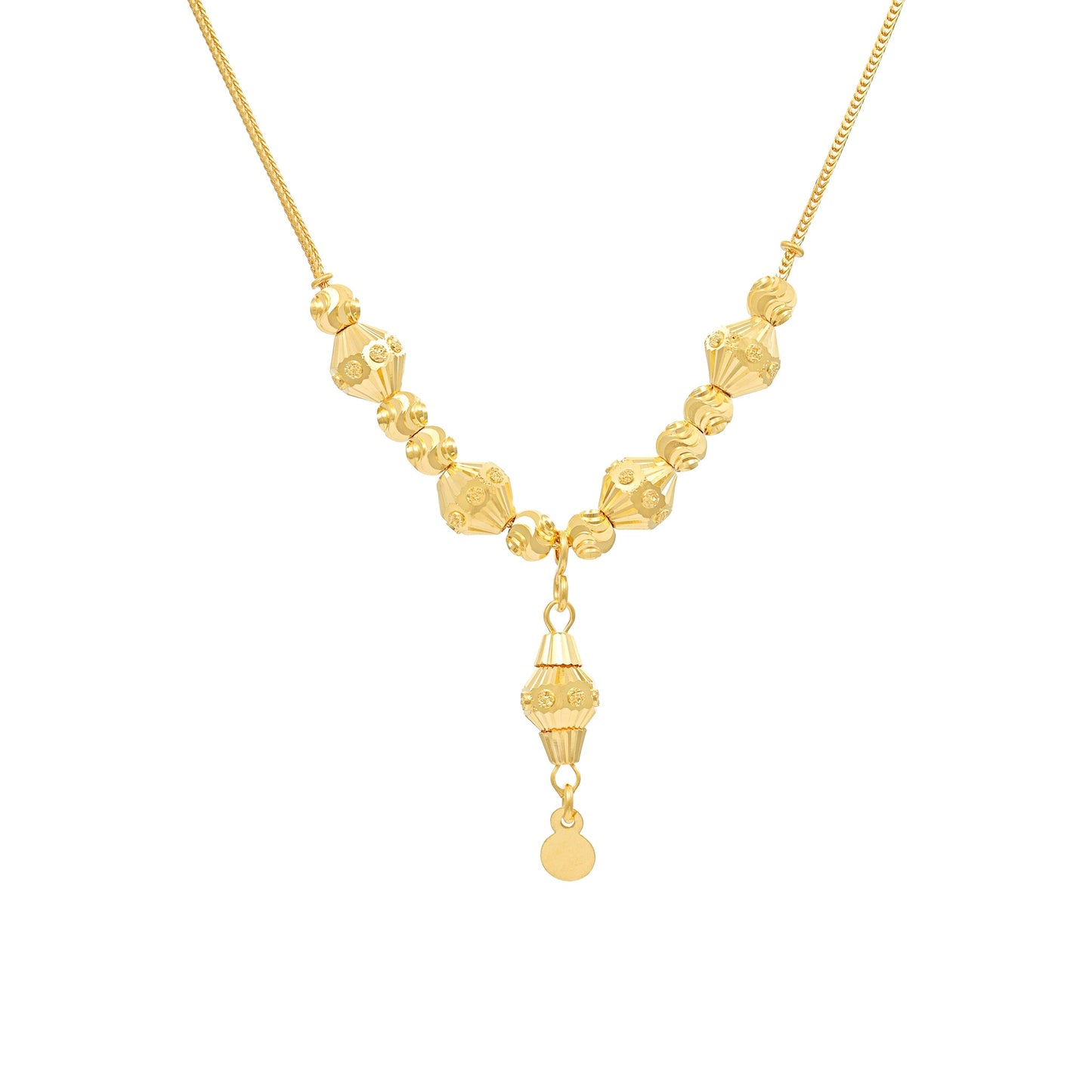 22ct Yellow Gold Beaded Drop Pendant Chain Necklace BF1224 - NK5 - FJewellery