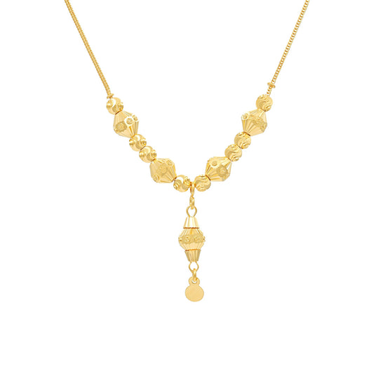 22ct Yellow Gold Beaded Drop Pendant Chain Necklace BF1224 - NK5 - FJewellery