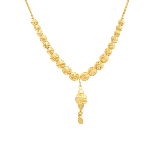 22ct Yellow Gold Beaded Drop Pendant Chain Necklace BF1224-NK7 - FJewellery