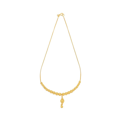 22ct Yellow Gold Beaded Drop Pendant Chain Necklace BF1224-NK7 - FJewellery