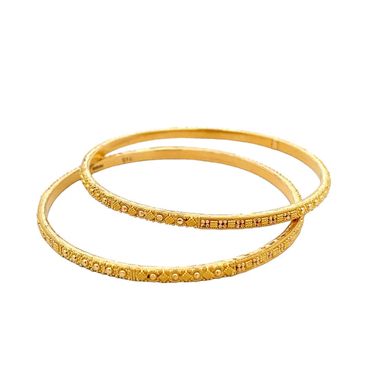 22ct Yellow Gold Classic Patterned Bangle PZ325-BN46 - FJewellery
