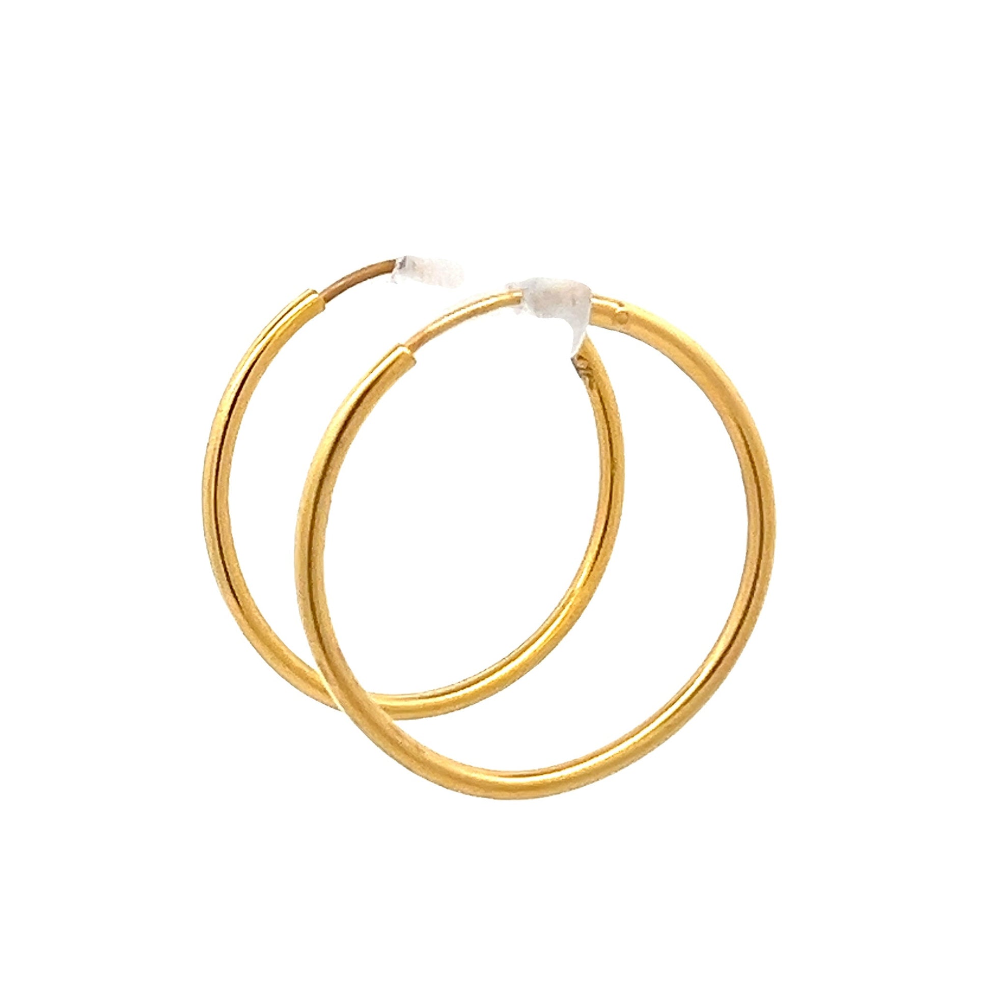 22ct Yellow Gold Classic Plain Hoop Earrings PZ325 - ER18 - FJewellery