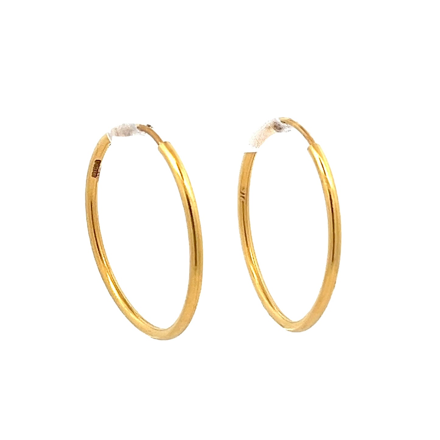 22ct Yellow Gold Classic Plain Hoop Earrings PZ325-ER18 - FJewellery