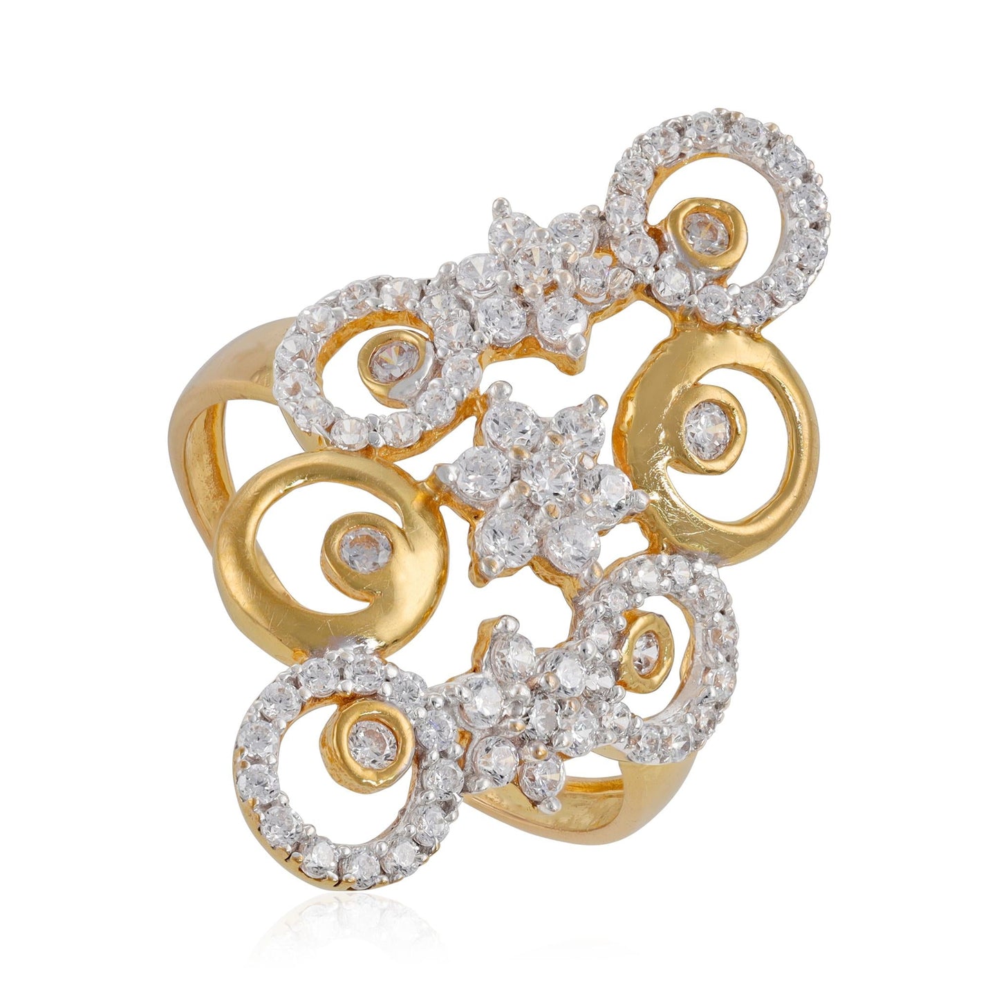 22ct yellow gold cocktail ring with stones 11000234 - FJewellery