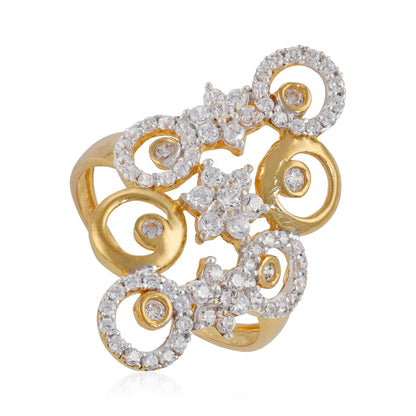 22ct yellow gold cocktail ring with stones 11000234 - FJewellery
