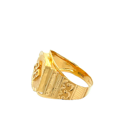 22ct Yellow Gold Cross Design Signet Ring PZ325-RN2 - FJewellery