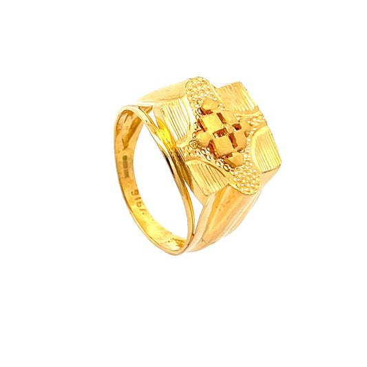 22ct Yellow Gold Cross Design Signet Ring PZ325 - RN34 - FJewellery