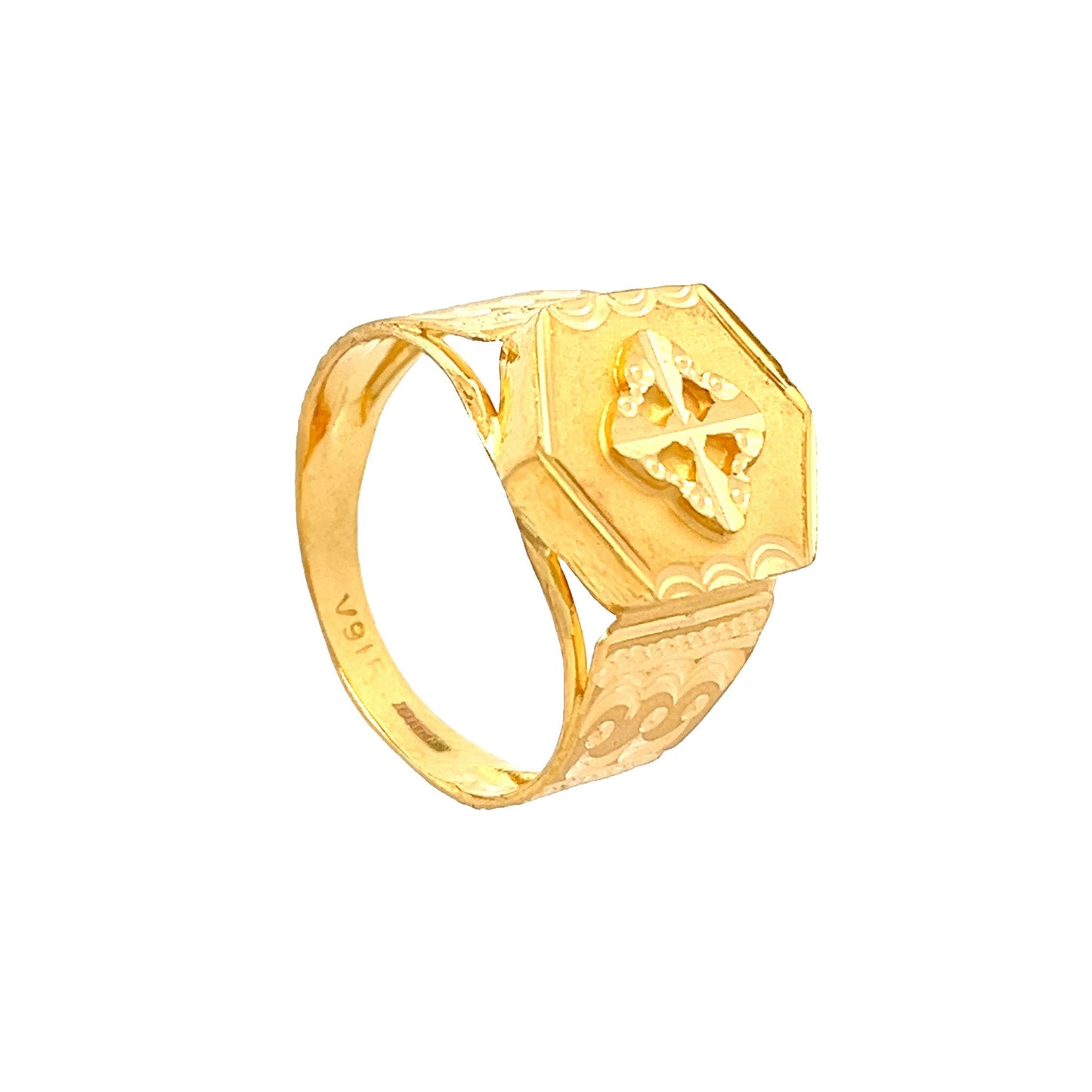 22ct Yellow Gold Cross Signet Ring PZ325 - RN60 - FJewellery