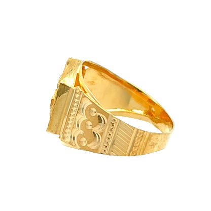 22ct Yellow Gold Cross Signet Ring PZ325 - RN60 - FJewellery