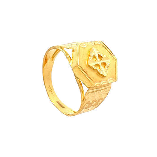 22ct Yellow Gold Cross Signet Ring PZ325 - RN60 - FJewellery