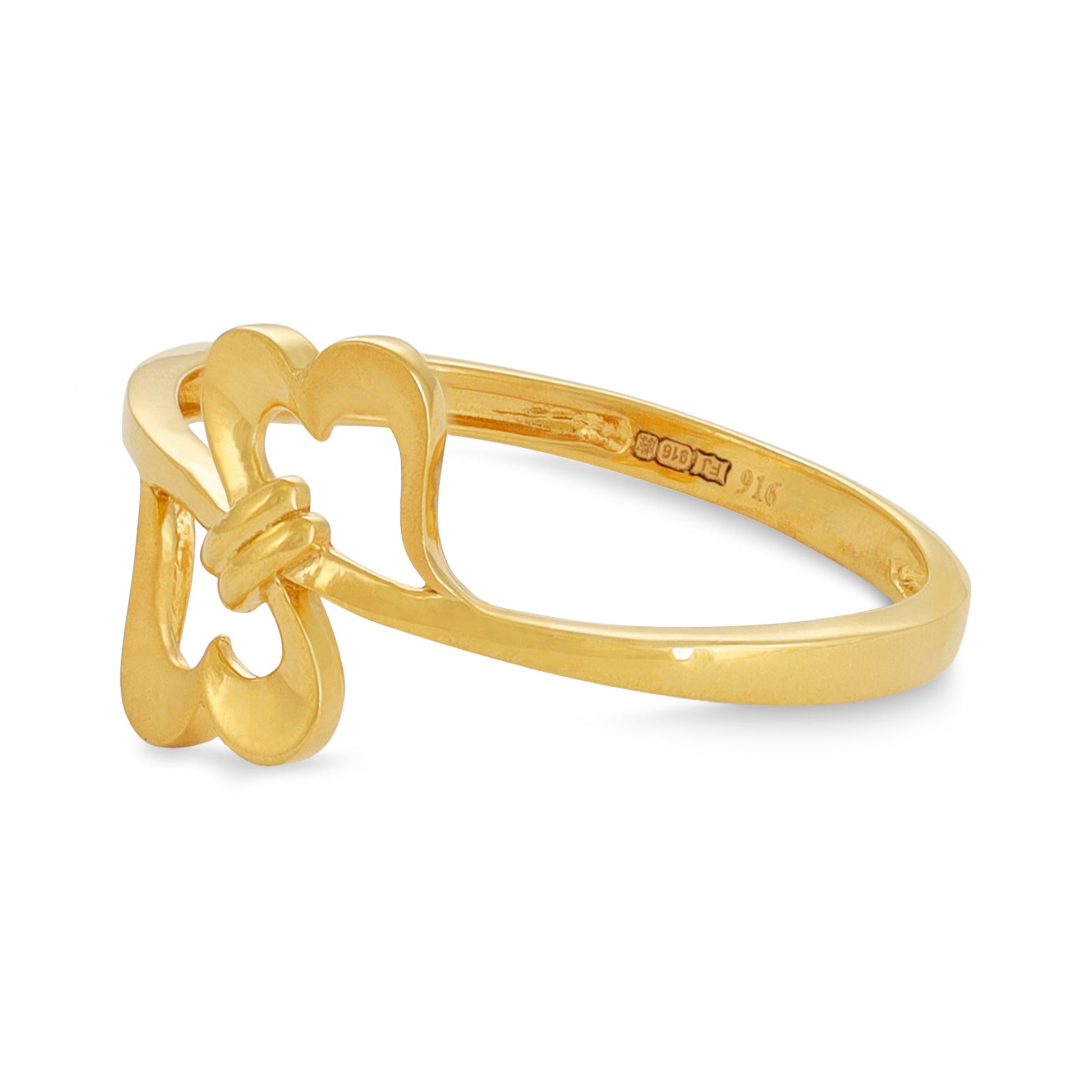 22ct Yellow Gold Double Heart Ring BF1224 - RN75 - FJewellery