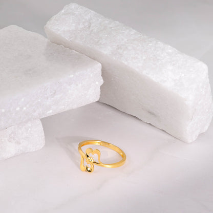 22ct Yellow Gold Double Joint Heart Ring BF1224-RN73 - FJewellery