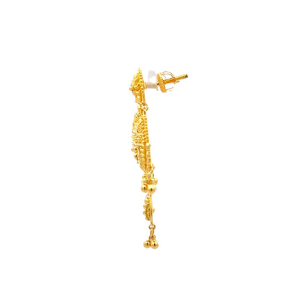 22ct Yellow Gold Drop Detailed Design Earrings PZ325-ER118 - FJewellery