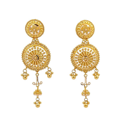 22ct Yellow Gold Drop Detailed Design Earrings PZ325 - ER85 - FJewellery