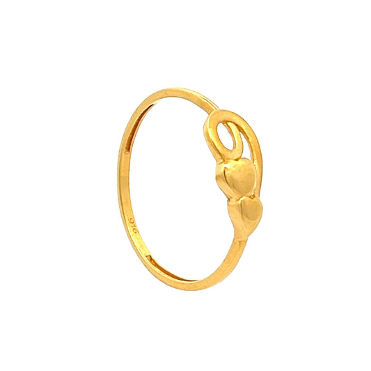 22ct Yellow Gold Dual Heart Loop Ring PZ325-RN20 - FJewellery