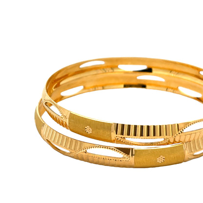 22ct Yellow Gold Exclusive Design Bangle PZ325 - BN61 - FJewellery