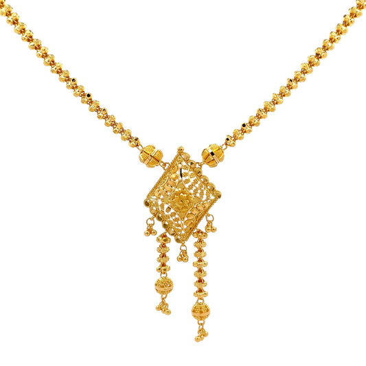 22ct Yellow Gold Fancy Beaded Necklace PZ325-NK36 - FJewellery