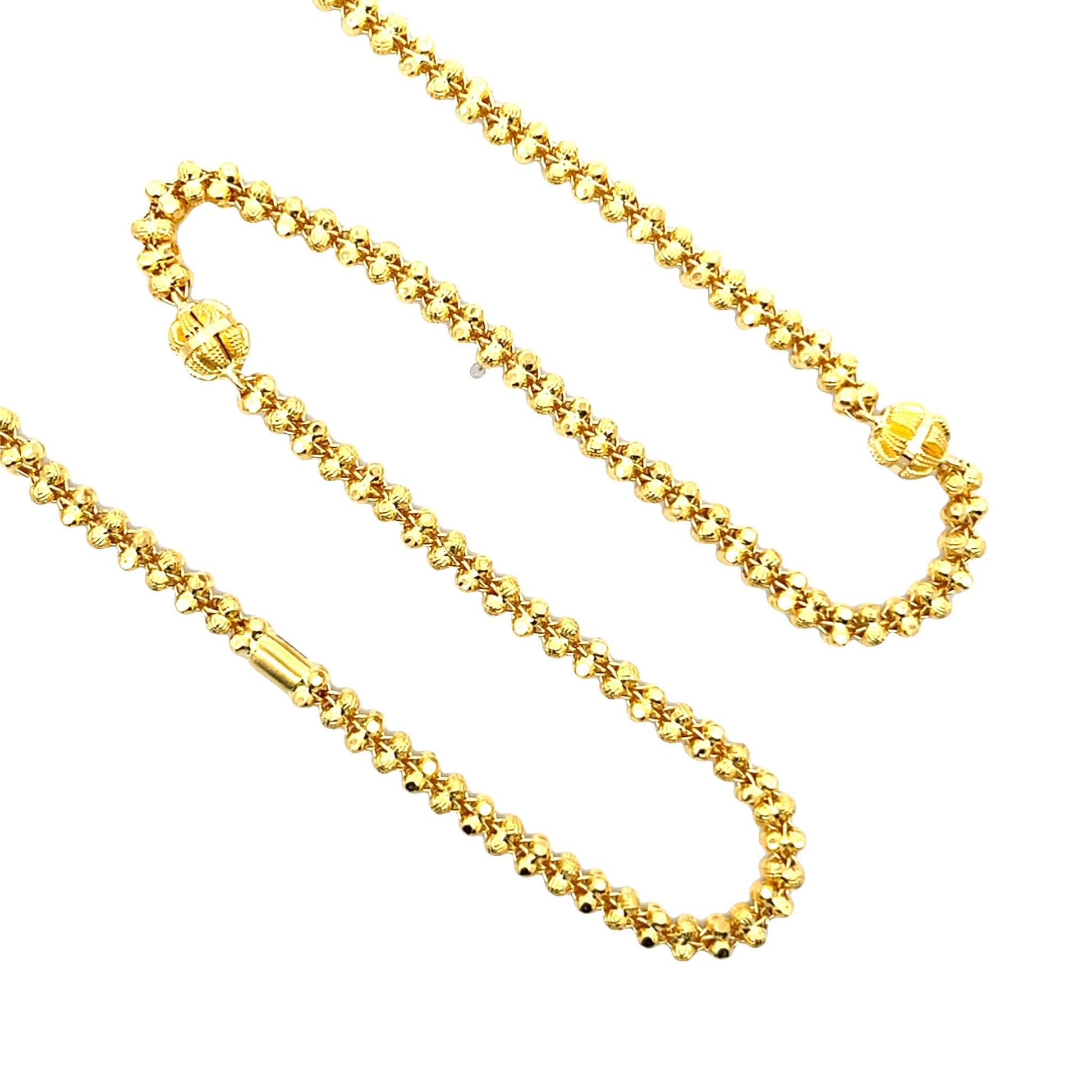 22ct Yellow Gold Fancy Beaded Necklace PZ325-NK36 - FJewellery