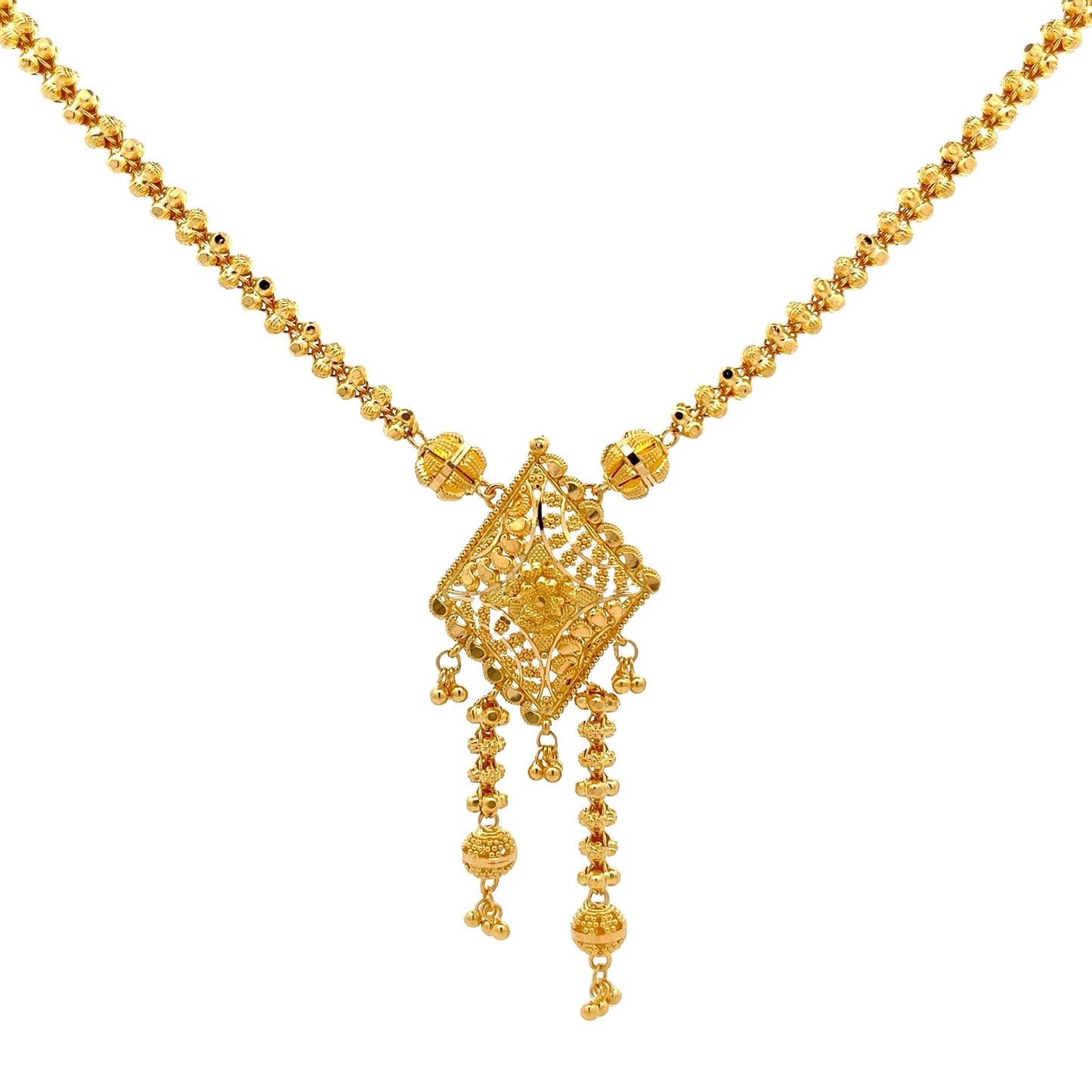 22ct Yellow Gold Fancy Beaded Necklace PZ325-NK36 - FJewellery
