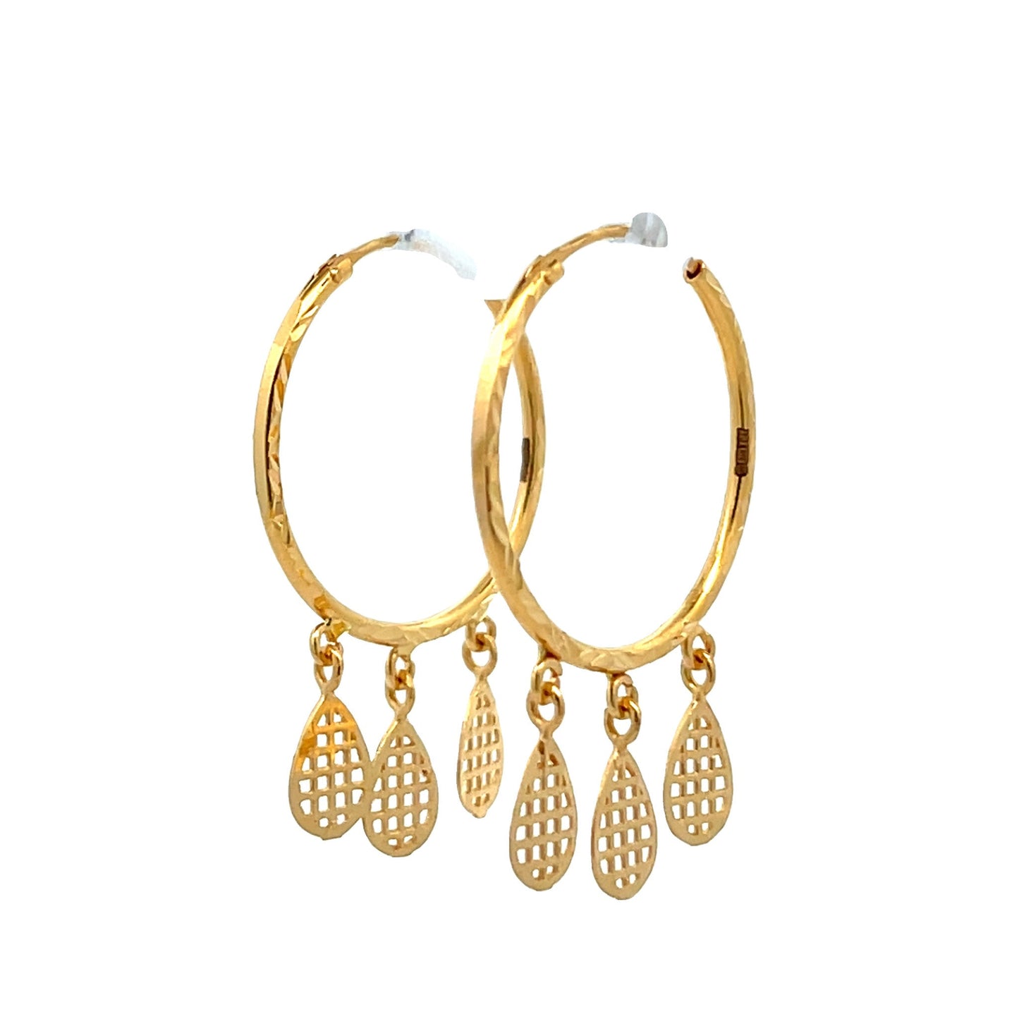 22ct Yellow Gold Fancy Dangle Hoop Earrings PZ325-ER15 - FJewellery