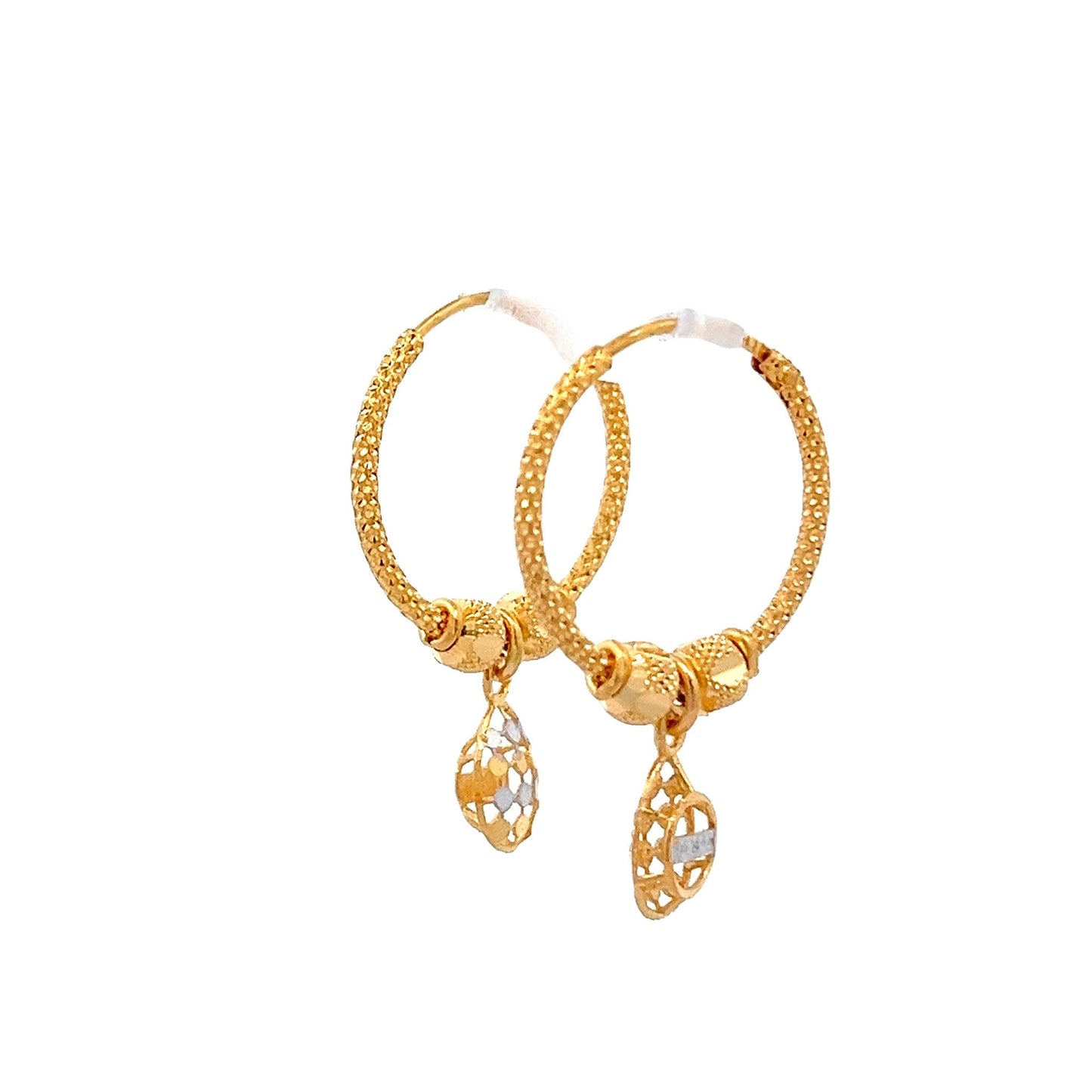 22ct Yellow Gold Fancy Dangle Hoop Earrings PZ325-ER26 - FJewellery