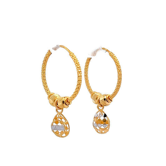 22ct Yellow Gold Fancy Dangle Hoop Earrings PZ325-ER26 - FJewellery