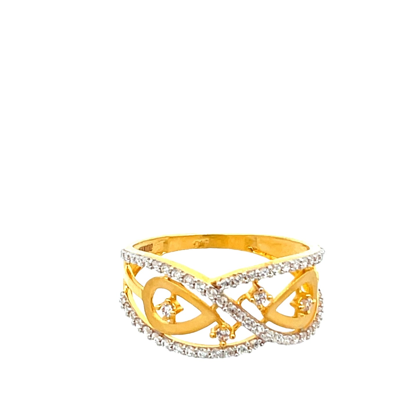 22ct Yellow Gold Fancy Loop Ring with Stones PZ325 - RN114 - FJewellery