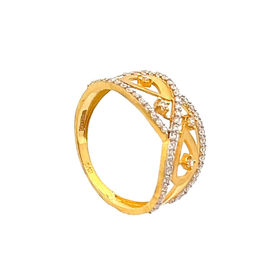 22ct Yellow Gold Fancy Loop Ring with Stones PZ325-RN114 - FJewellery
