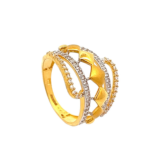 22ct Yellow Gold Fancy Ring with Stones PZ325 - RN42 - FJewellery