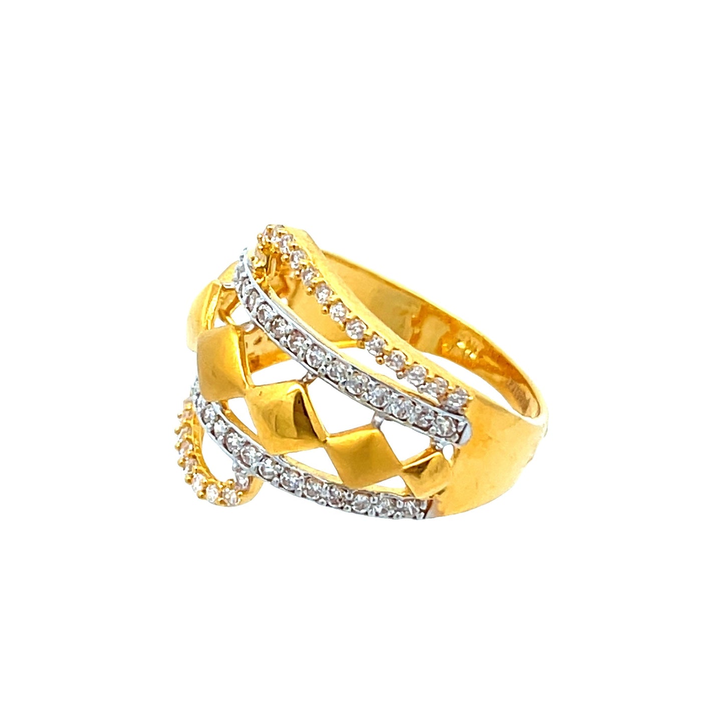 22ct Yellow Gold Fancy Ring with Stones PZ325 - RN42 - FJewellery