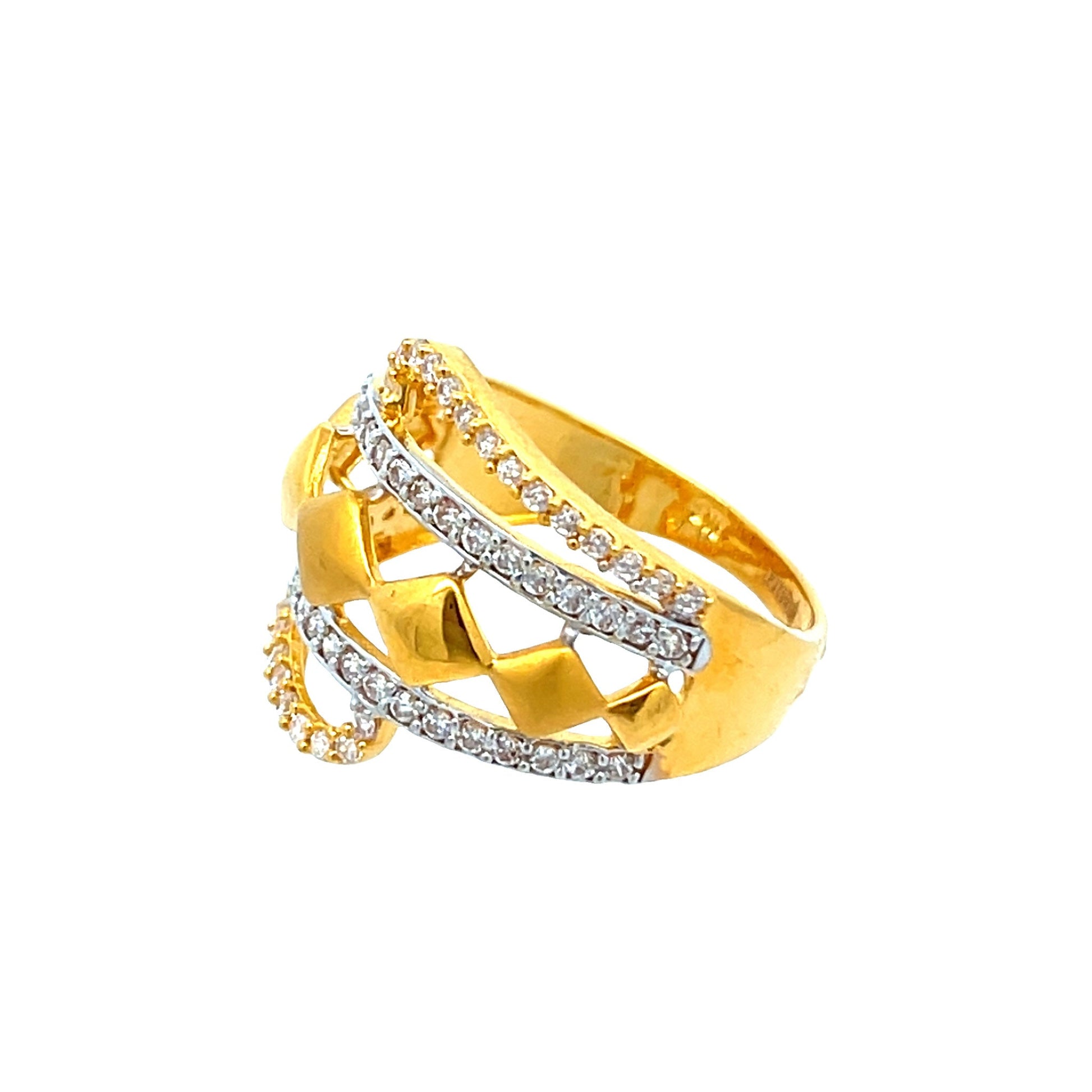 22ct Yellow Gold Fancy Ring with Stones PZ325 - RN42 - FJewellery