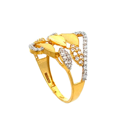 22ct Yellow Gold Fancy Ring with Stones PZ325 - RN50 - FJewellery