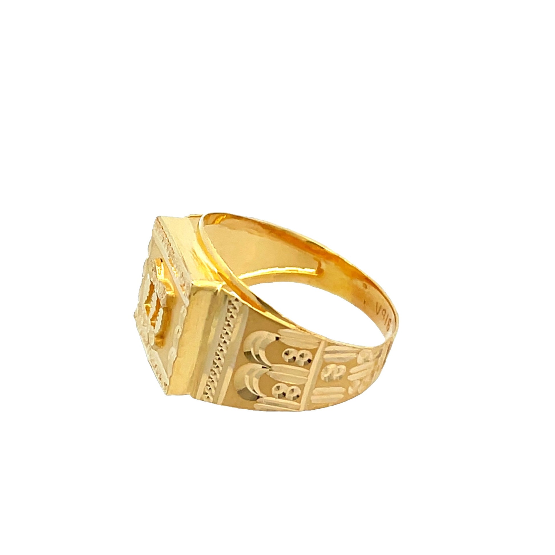 22ct Yellow Gold Fancy Signet Ring PZ325 - RN24 - FJewellery
