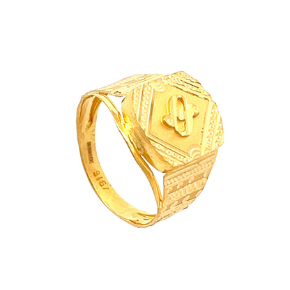 22ct Yellow Gold Fancy Signet Ring PZ325 - RN39 - FJewellery