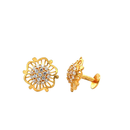 22ct Yellow Gold Floral Stud Earrings PZ325 - ER9 - FJewellery