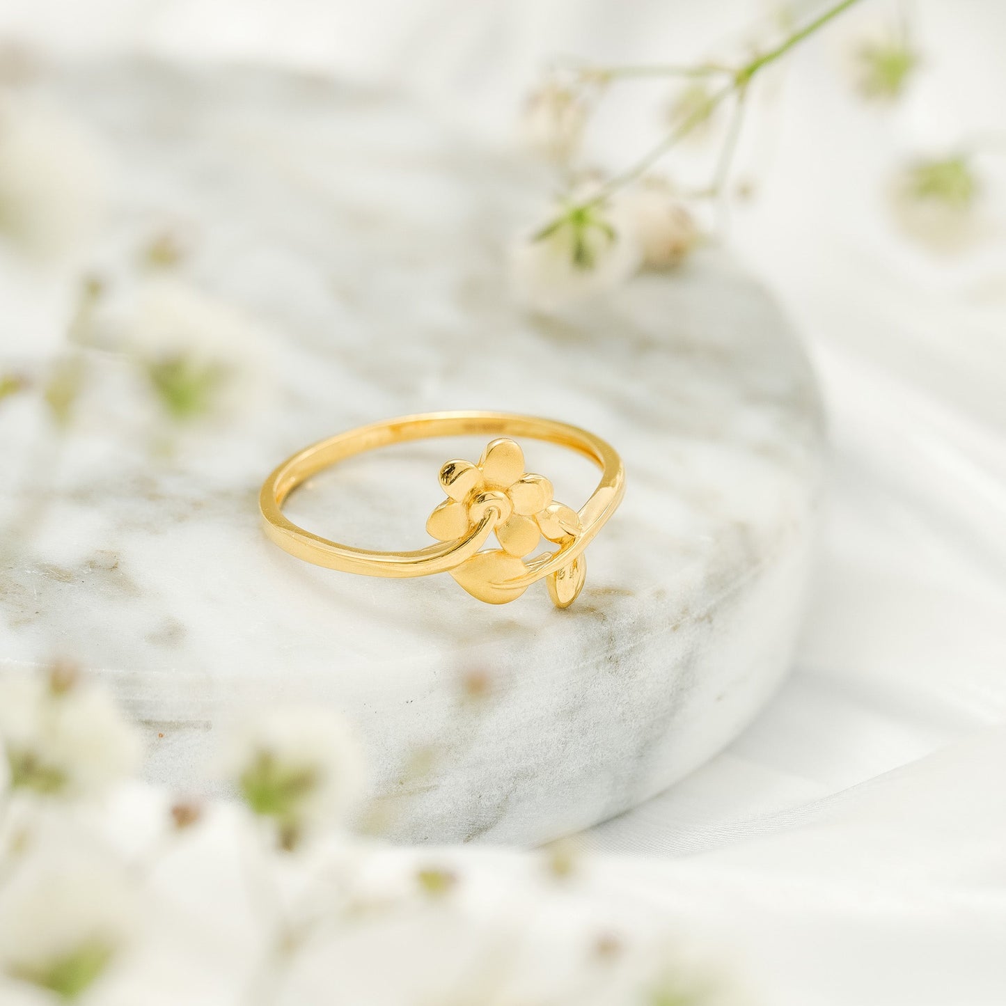22ct Yellow Gold Flower and Leaf Design Ring BF1224 - RN128 - FJewellery