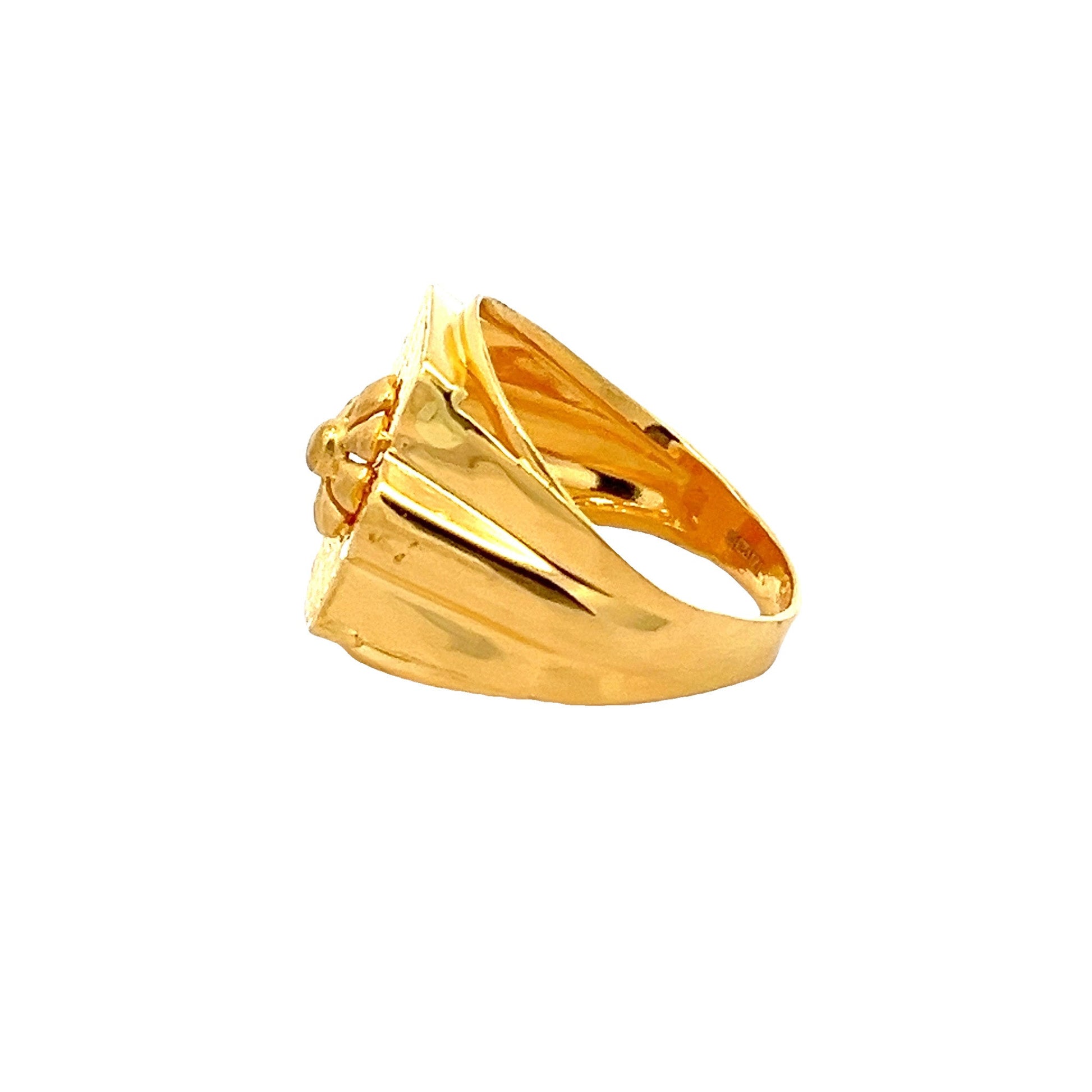 22ct Yellow Gold Flower Design Signet Ring PZ325 - RN22 - FJewellery