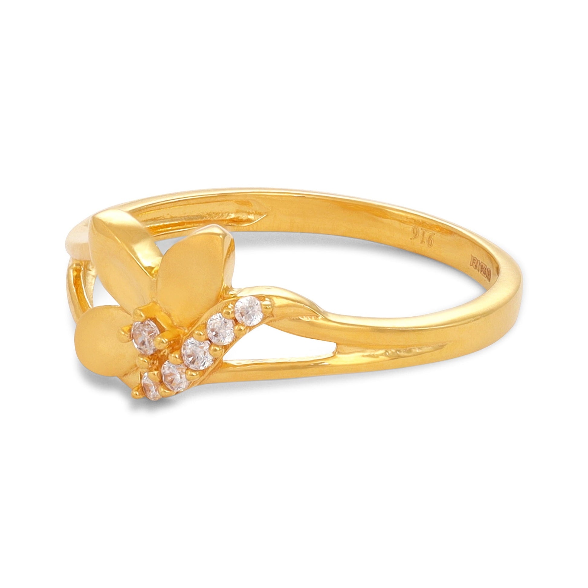 22ct Yellow Gold Flower Detail Ring BF1224 - RN140 - FJewellery