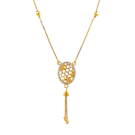 22ct Yellow Gold Flower Necklace PZ325-NK22 - FJewellery